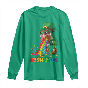 Funny Irish Yoga St Patrick's Day Beer Drinking Long Sleeve Shirt Drunk Leprechaun TS11 Irish Green Print Your Wear