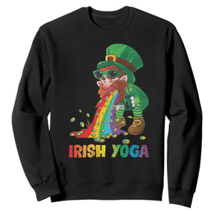Funny Irish Yoga St Patrick's Day Beer Drinking Sweatshirt Drunk Leprechaun TS11 Black Print Your Wear