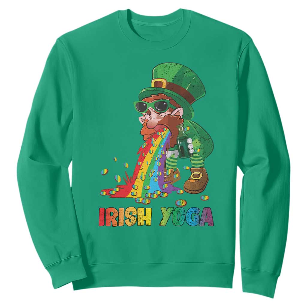 Funny Irish Yoga St Patrick's Day Beer Drinking Sweatshirt Drunk Leprechaun TS11 Irish Green Print Your Wear