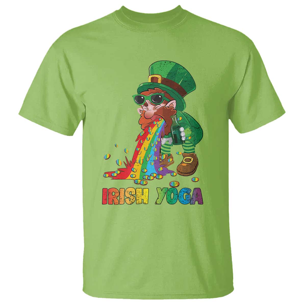 Funny Irish Yoga St Patrick's Day Beer Drinking T Shirt Drunk Leprechaun TS11 Lime Print Your Wear