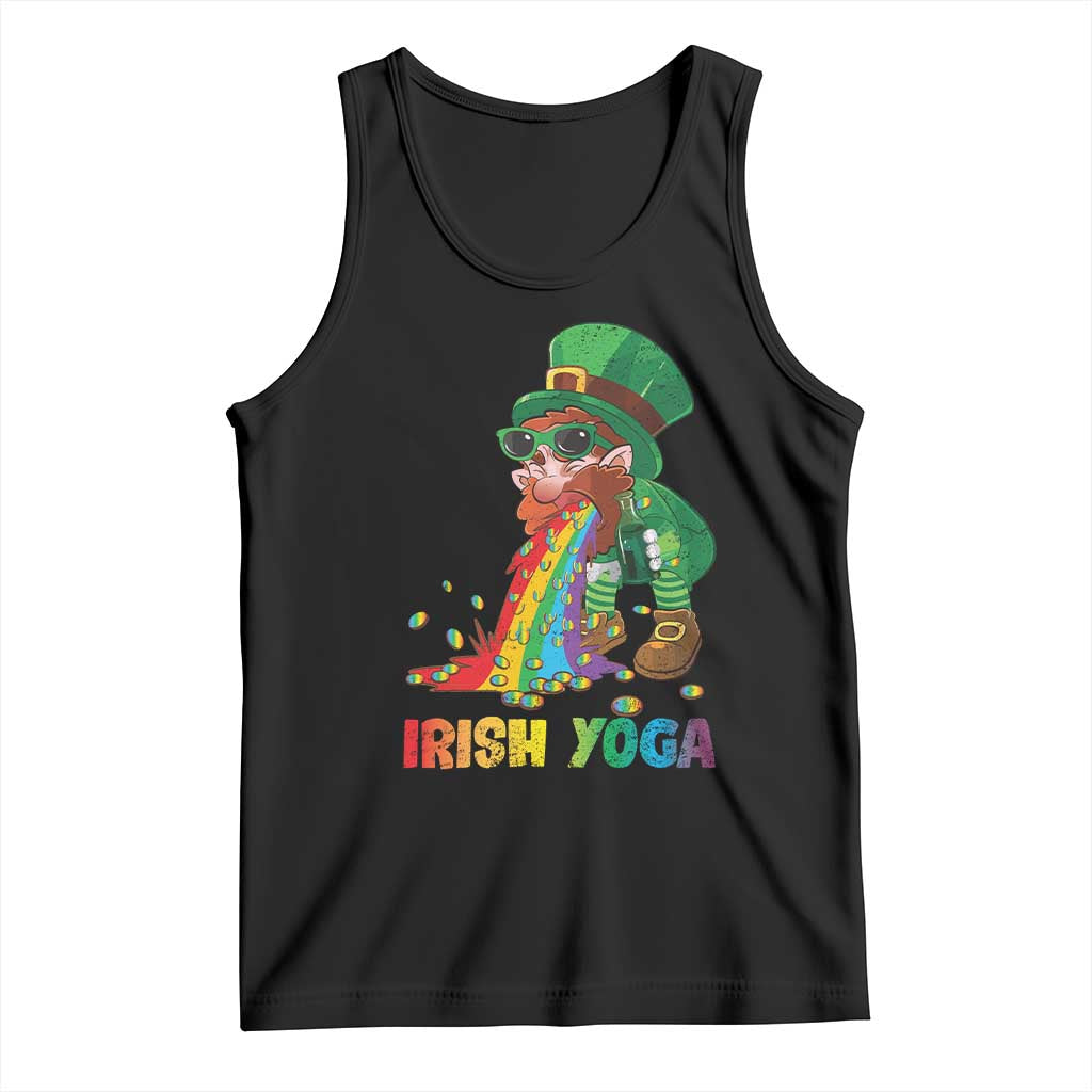 Funny Irish Yoga St Patrick's Day Beer Drinking Tank Top Drunk Leprechaun TS11 Black Print Your Wear