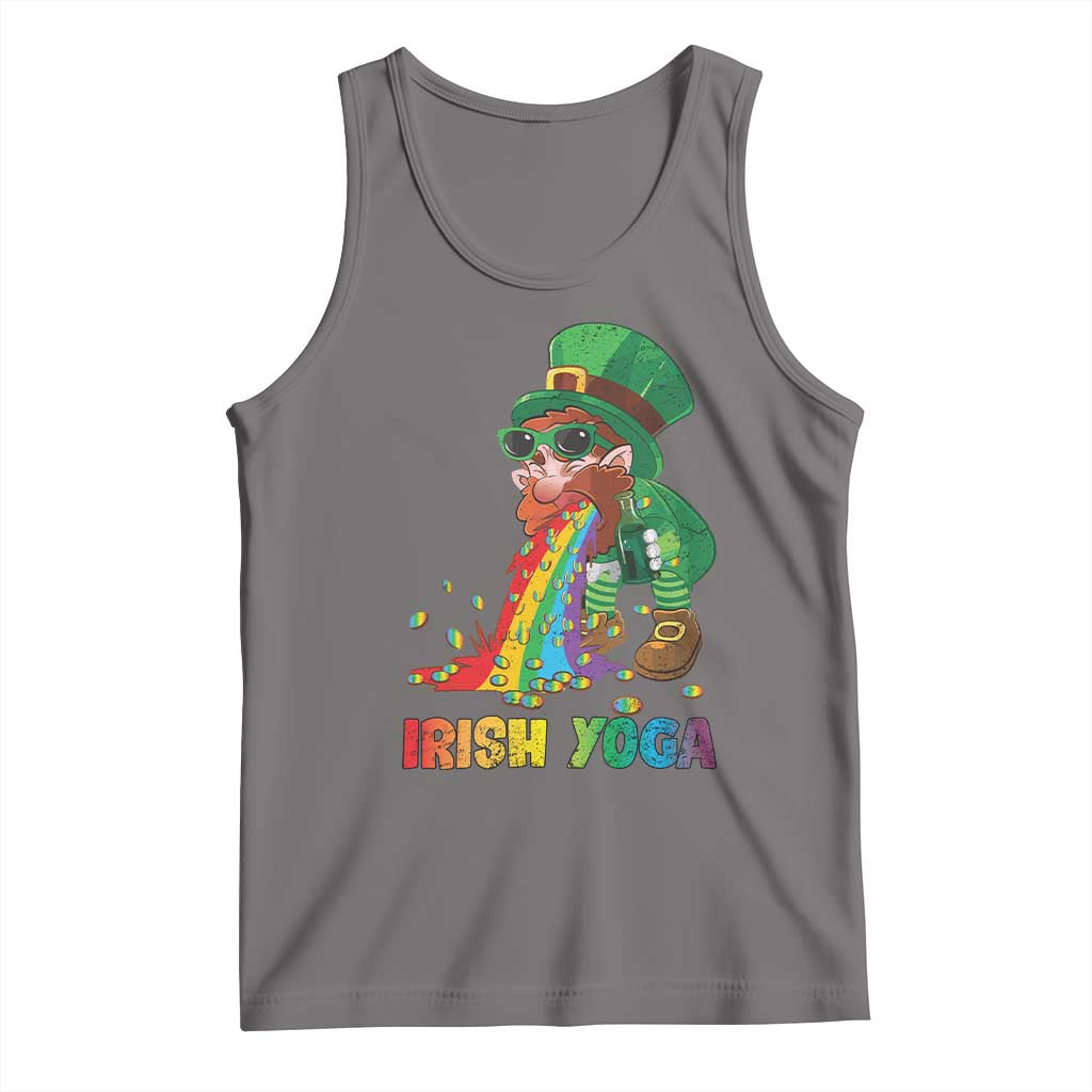 Funny Irish Yoga St Patrick's Day Beer Drinking Tank Top Drunk Leprechaun TS11 Deep Heather Print Your Wear