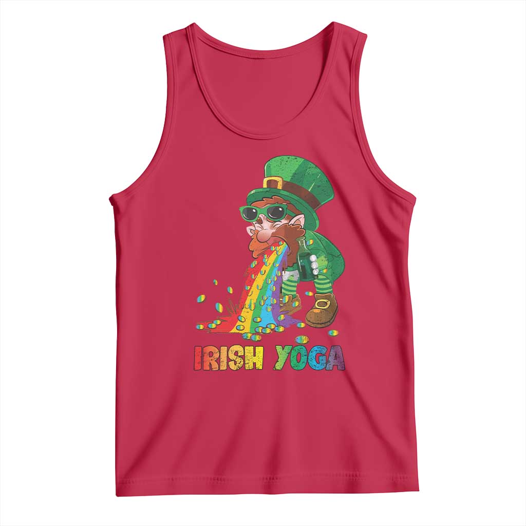 Funny Irish Yoga St Patrick's Day Beer Drinking Tank Top Drunk Leprechaun TS11 Red Print Your Wear