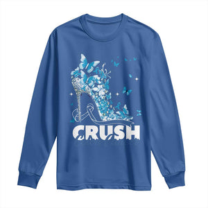 Crush Colon Cancer Long Sleeve Shirt Colorectal Cancer Awareness Bling Blue Ribbon High Heel TS11 Royal Blue Print Your Wear