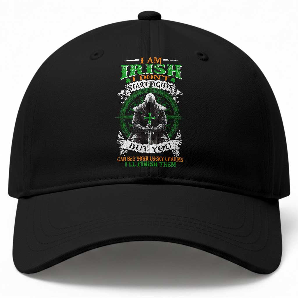 Irish Pride Baseball Cap I Am Irish I Don't Start Fights But You Can Bet Your Lucky Charms TS11 Print Your Wear