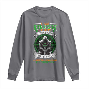 Irish Pride Long Sleeve Shirt I Am Irish I Don't Start Fights But You Can Bet Your Lucky Charms TS11 Charcoal Print Your Wear