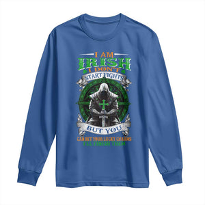 Irish Pride Long Sleeve Shirt I Am Irish I Don't Start Fights But You Can Bet Your Lucky Charms TS11 Royal Blue Print Your Wear