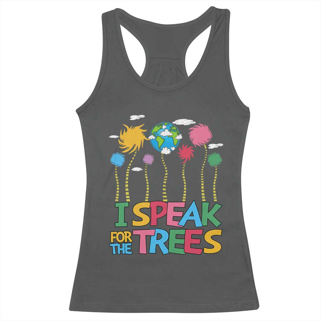 Funny Earth Day I Speak For The Trees Racerback Tank Top Hippie Trees TS11 Dark Heather Print Your Wear