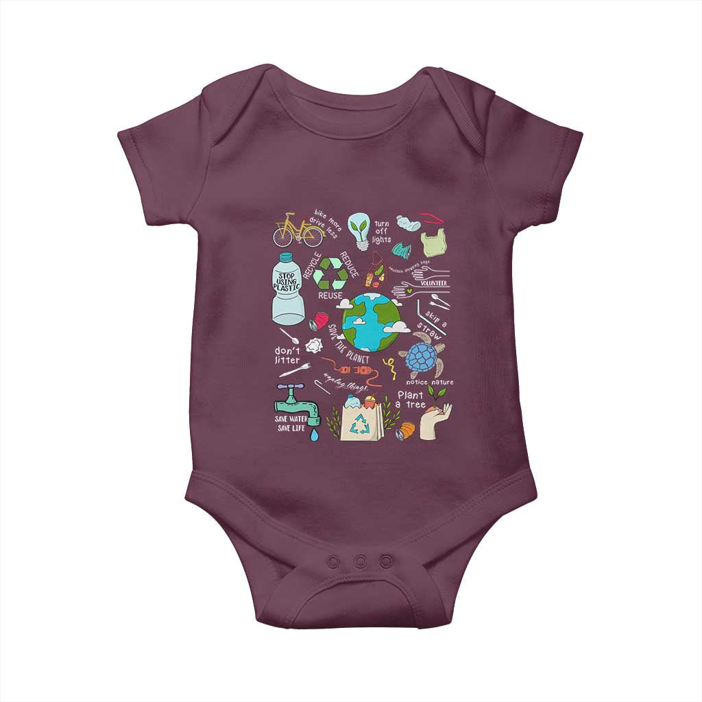 Earth Day Ecological sustainability Environment Protection Baby Onesie TS11 Maroon Print Your Wear