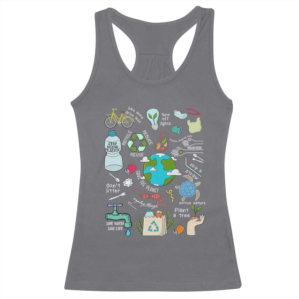 Earth Day Ecological sustainability Environment Protection Racerback Tank Top TS11 Charcoal Print Your Wear