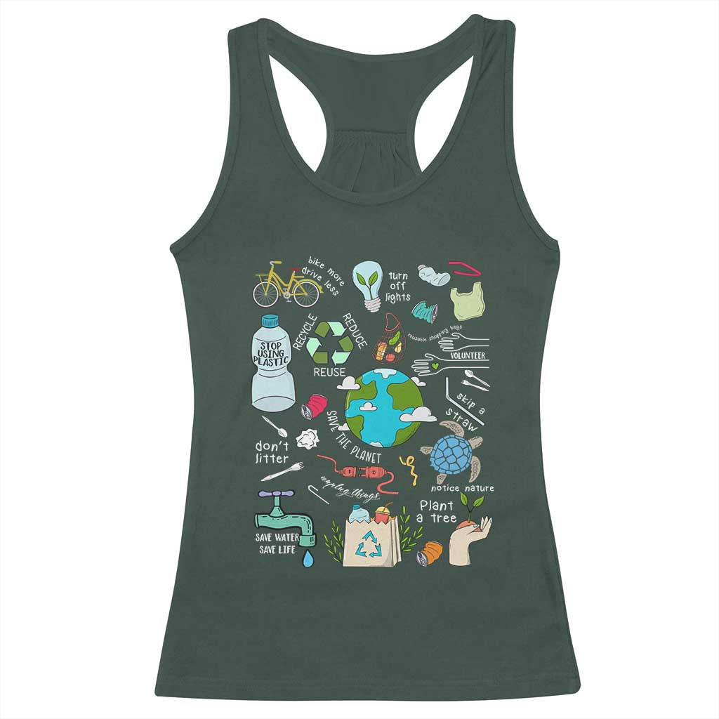 Earth Day Ecological sustainability Environment Protection Racerback Tank Top TS11 Dark Forest Green Print Your Wear