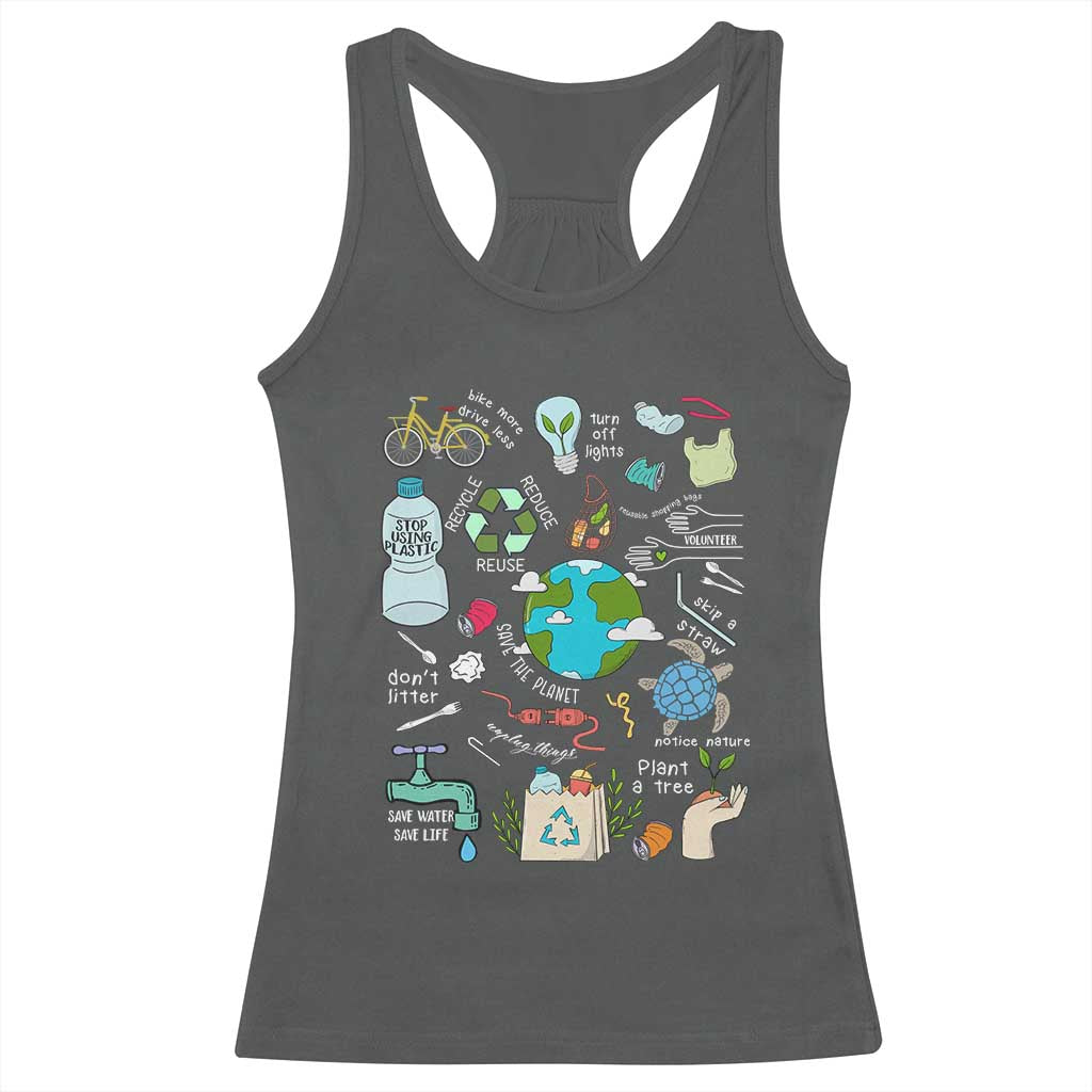 Earth Day Ecological sustainability Environment Protection Racerback Tank Top TS11 Dark Heather Print Your Wear