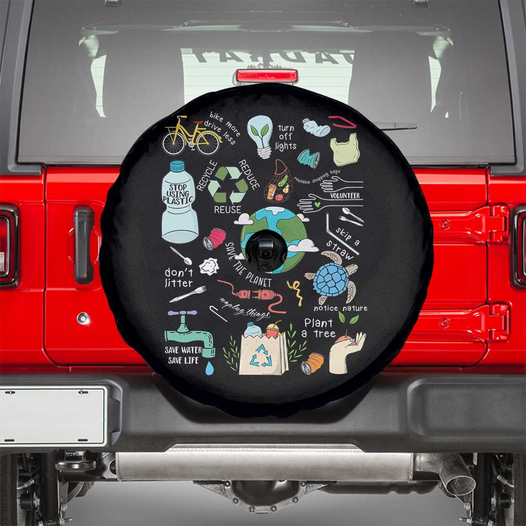 Earth Day Ecological sustainability Environment Protection Spare Tire Cover TS11 Black Print Your Wear