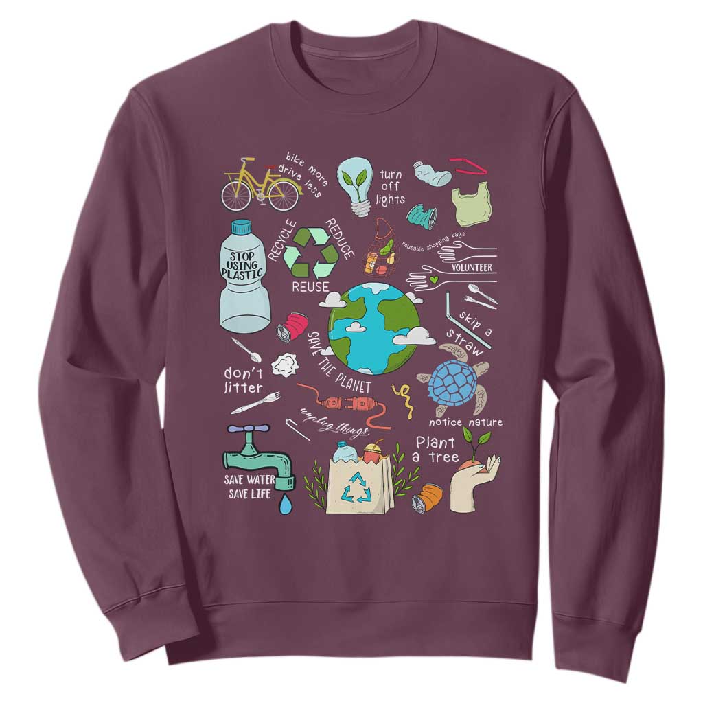 Earth Day Ecological sustainability Environment Protection Sweatshirt TS11 Maroon Print Your Wear