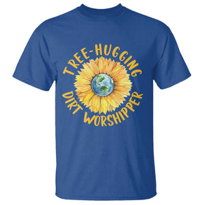 Earth Day Tree Hugging Dirt Worshipper T Shirt Earth Sunflower TS11 Royal Blue Print Your Wear