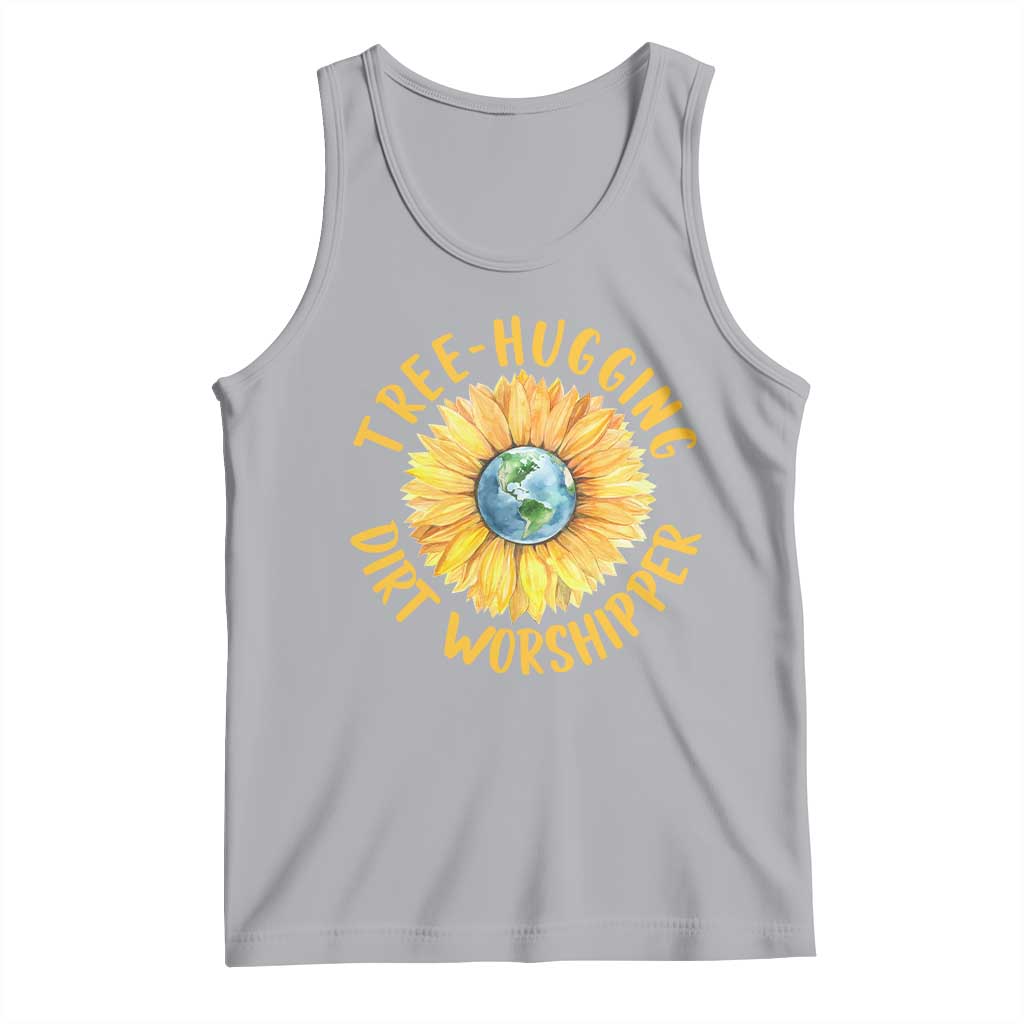 Earth Day Tree Hugging Dirt Worshipper Tank Top Earth Sunflower TS11 Athletic Heather Print Your Wear
