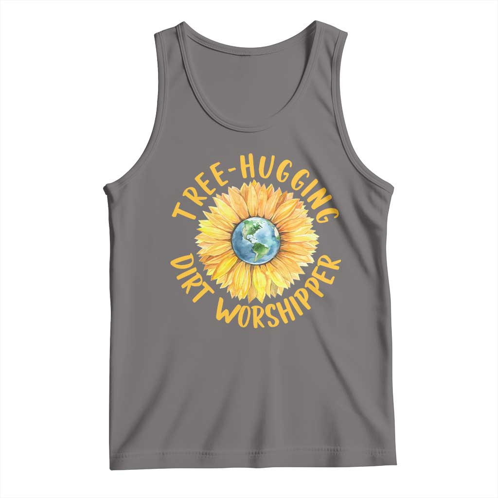Earth Day Tree Hugging Dirt Worshipper Tank Top Earth Sunflower TS11 Deep Heather Print Your Wear