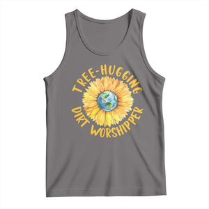 Earth Day Tree Hugging Dirt Worshipper Tank Top Earth Sunflower TS11 Deep Heather Print Your Wear