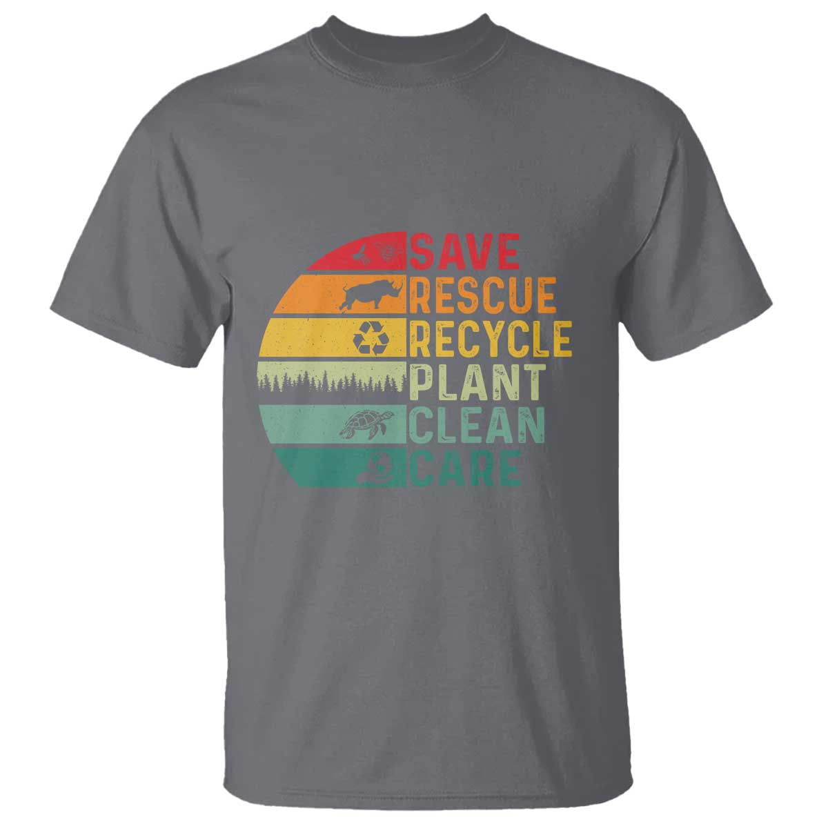 Earth Day T Shirt Save Bees Rescue Animals Recycle Plastic TS11 Charcoal Print Your Wear
