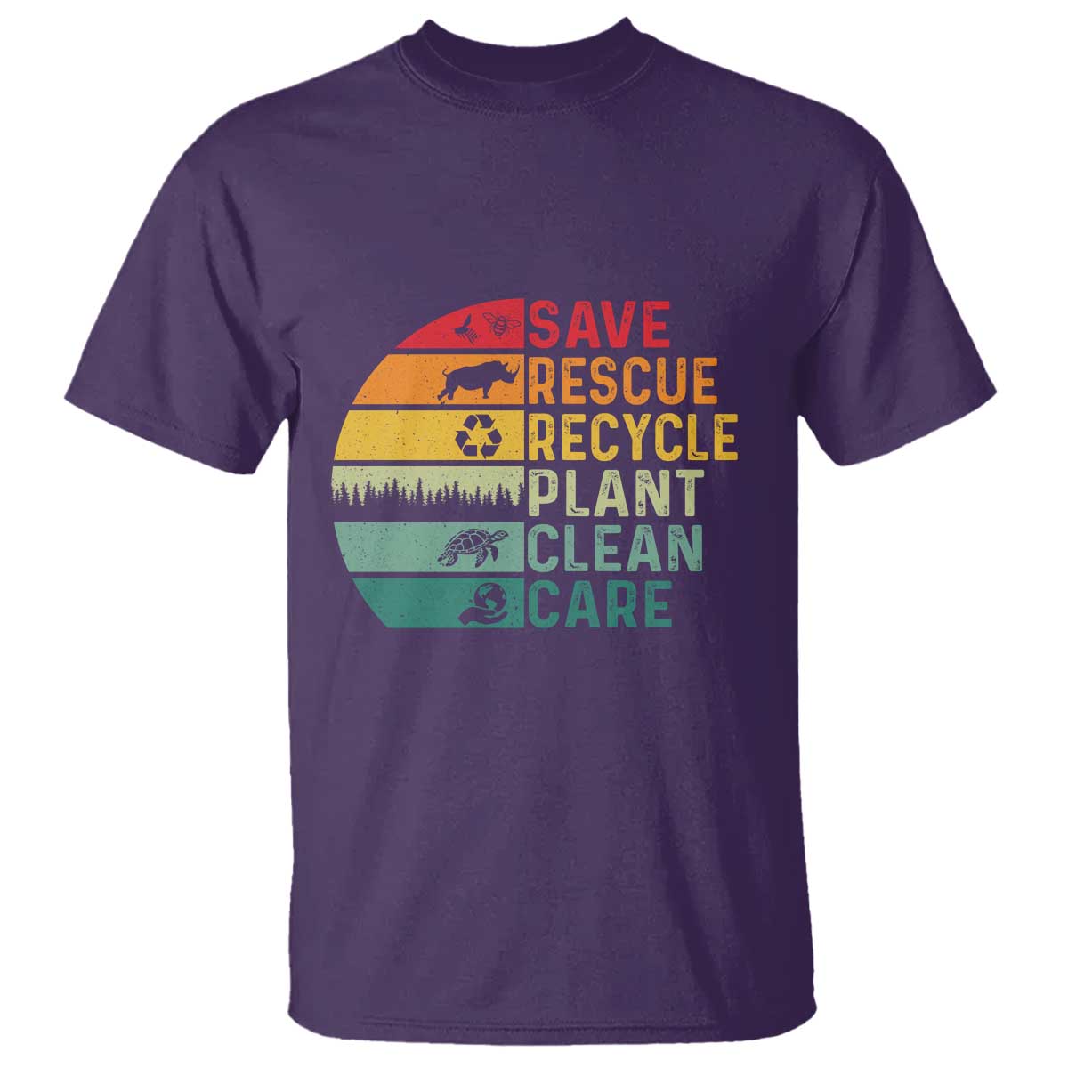 Earth Day T Shirt Save Bees Rescue Animals Recycle Plastic TS11 Purple Print Your Wear