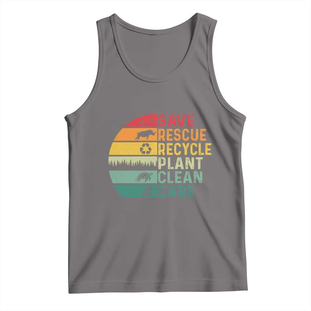 Earth Day Tank Top Save Bees Rescue Animals Recycle Plastic TS11 Deep Heather Print Your Wear