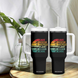 Earth Day Tumbler With Handle Save Bees Rescue Animals Recycle Plastic TS11 Print Your Wear