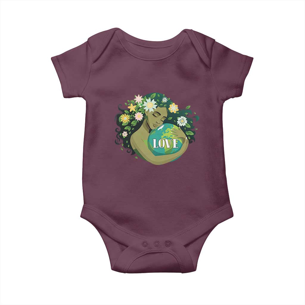 LOVE Mother Earth Day Save Our Planet Environment Green Baby Onesie TS11 Maroon Print Your Wear