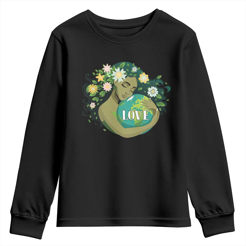 LOVE Mother Earth Day Save Our Planet Environment Green Youth Sweatshirt TS11 Black Print Your Wear
