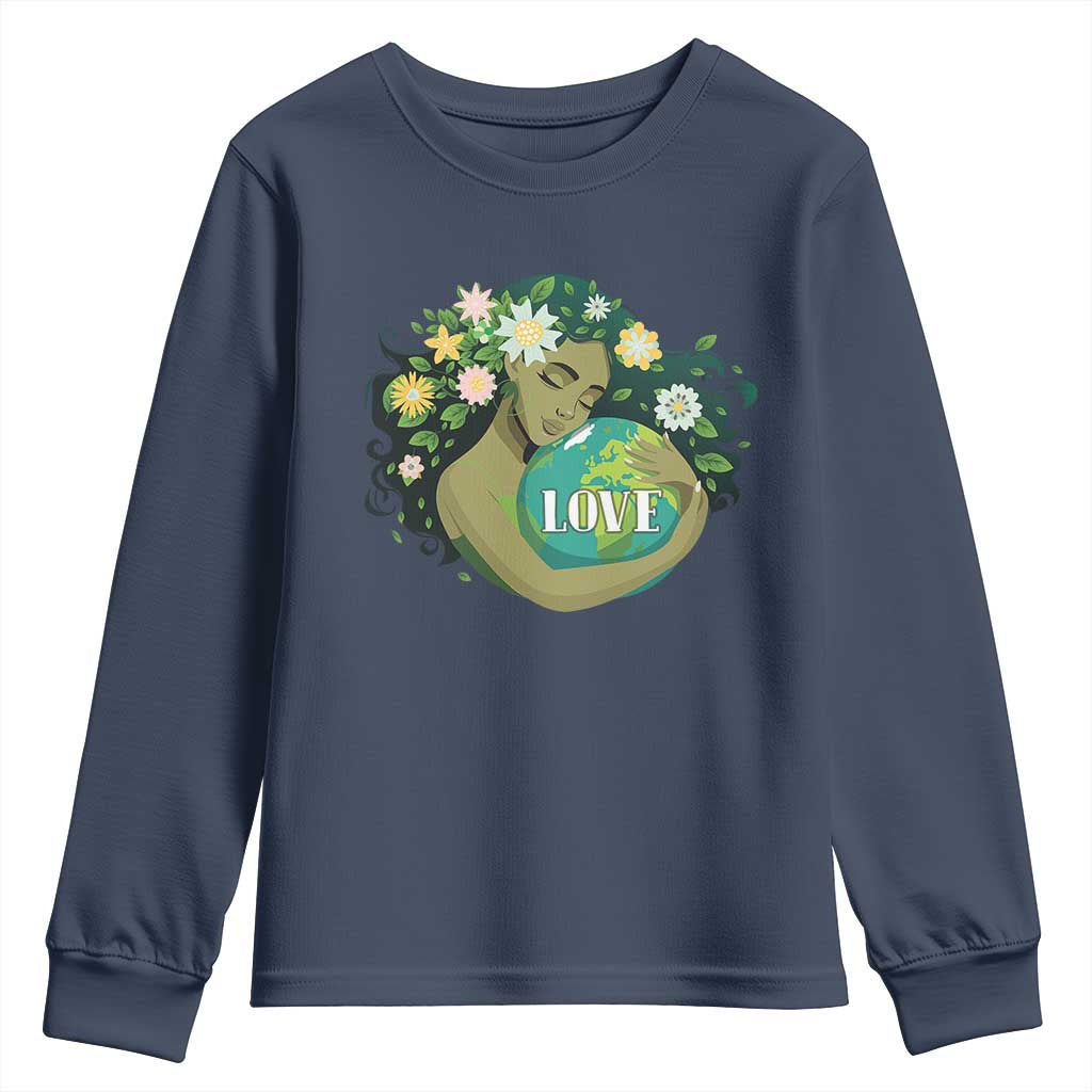 LOVE Mother Earth Day Save Our Planet Environment Green Youth Sweatshirt TS11 Navy Print Your Wear