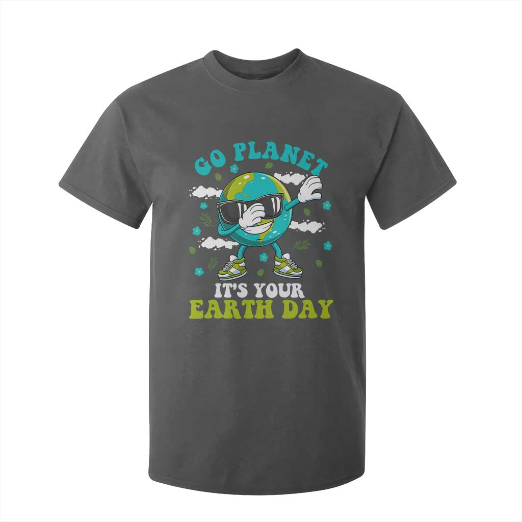 Funny Go Planet It's Your Earth Day T Shirt For Kid Dabbing Earth Flower TS11 Dark Heather Print Your Wear