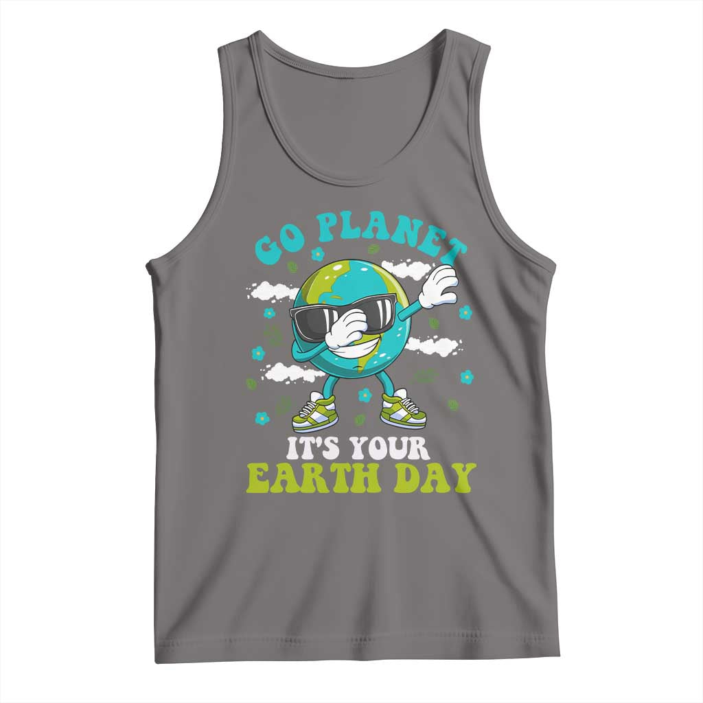 Funny Go Planet It's Your Earth Day Tank Top Dabbing Earth Flower TS11 Deep Heather Print Your Wear