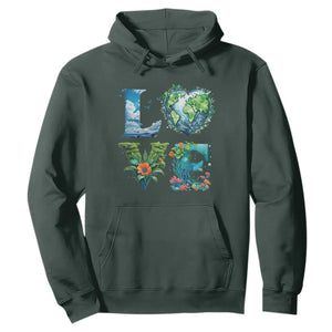 LOVE Planet Nature Anniversary Earth Day Hoodie TS11 Dark Forest Green Print Your Wear