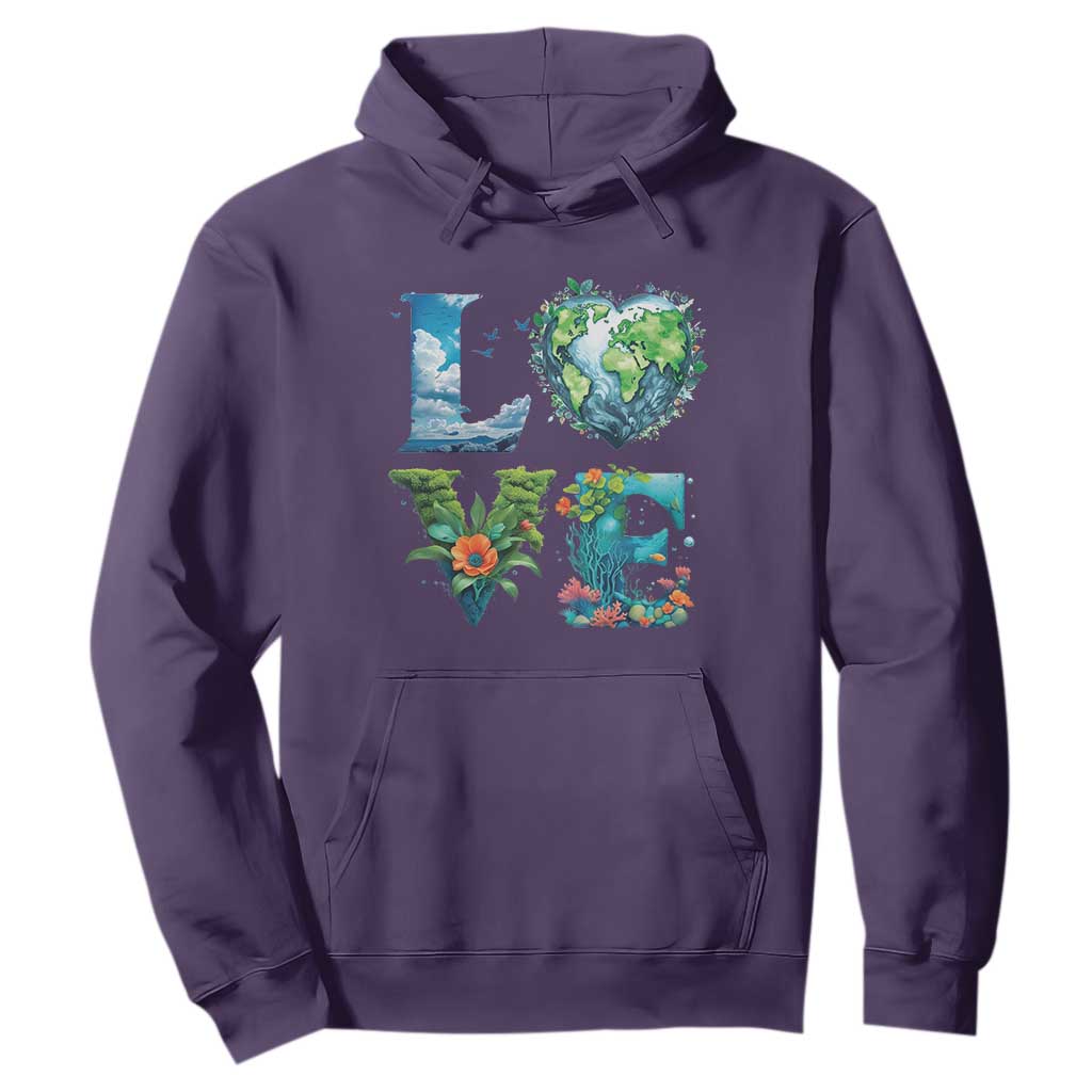 LOVE Planet Nature Anniversary Earth Day Hoodie TS11 Purple Print Your Wear
