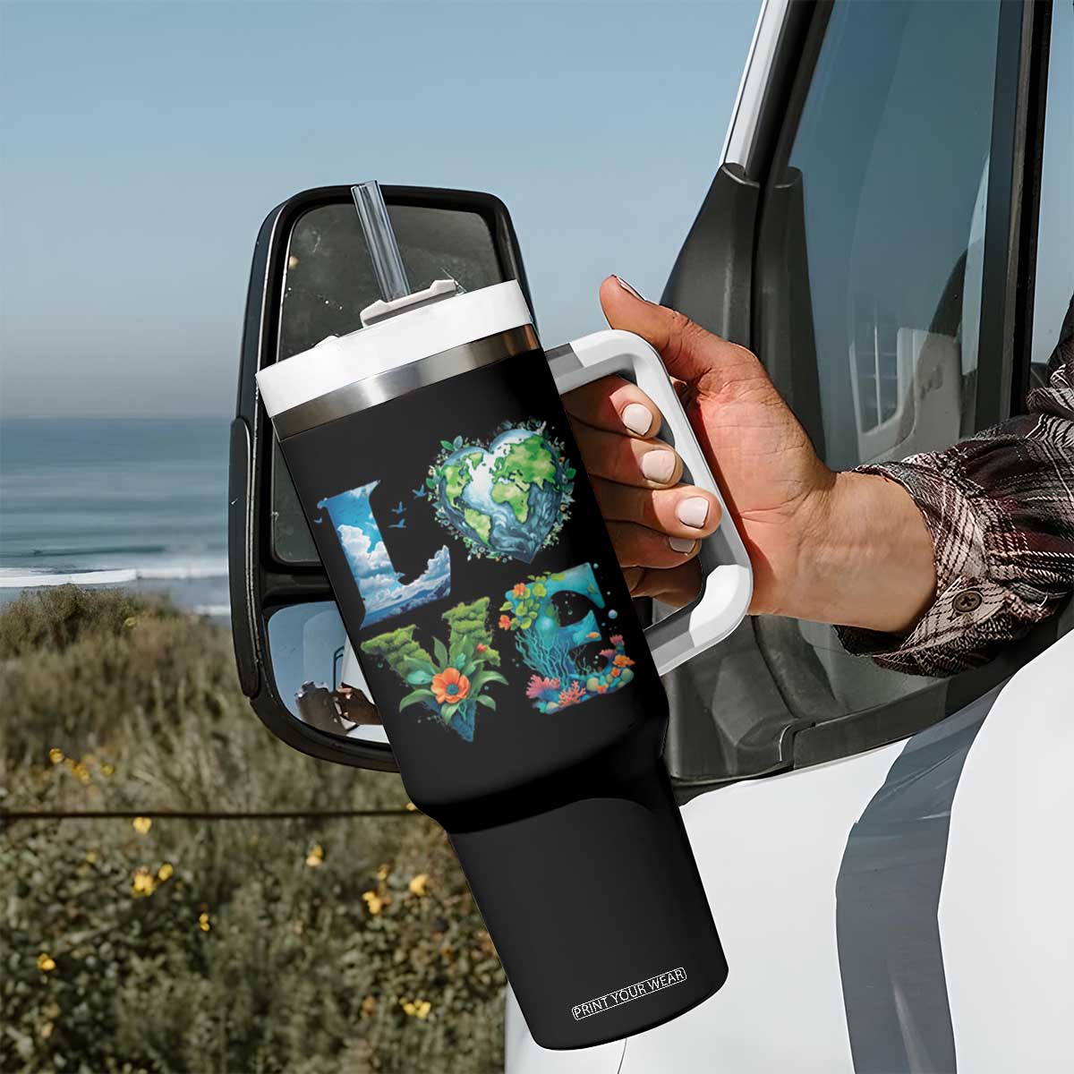 LOVE Planet Nature Anniversary Earth Day Tumbler With Handle TS11 Print Your Wear