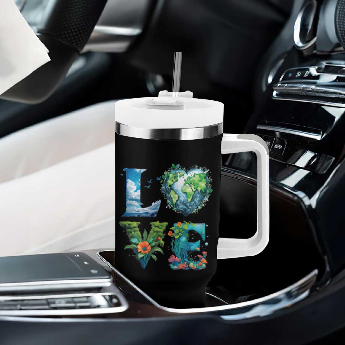 LOVE Planet Nature Anniversary Earth Day Tumbler With Handle TS11 Print Your Wear