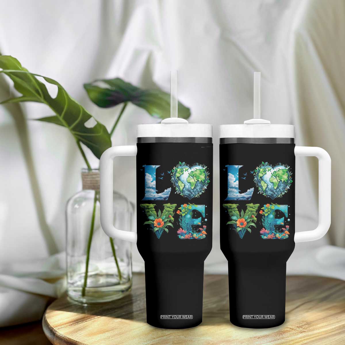 LOVE Planet Nature Anniversary Earth Day Tumbler With Handle TS11 Print Your Wear