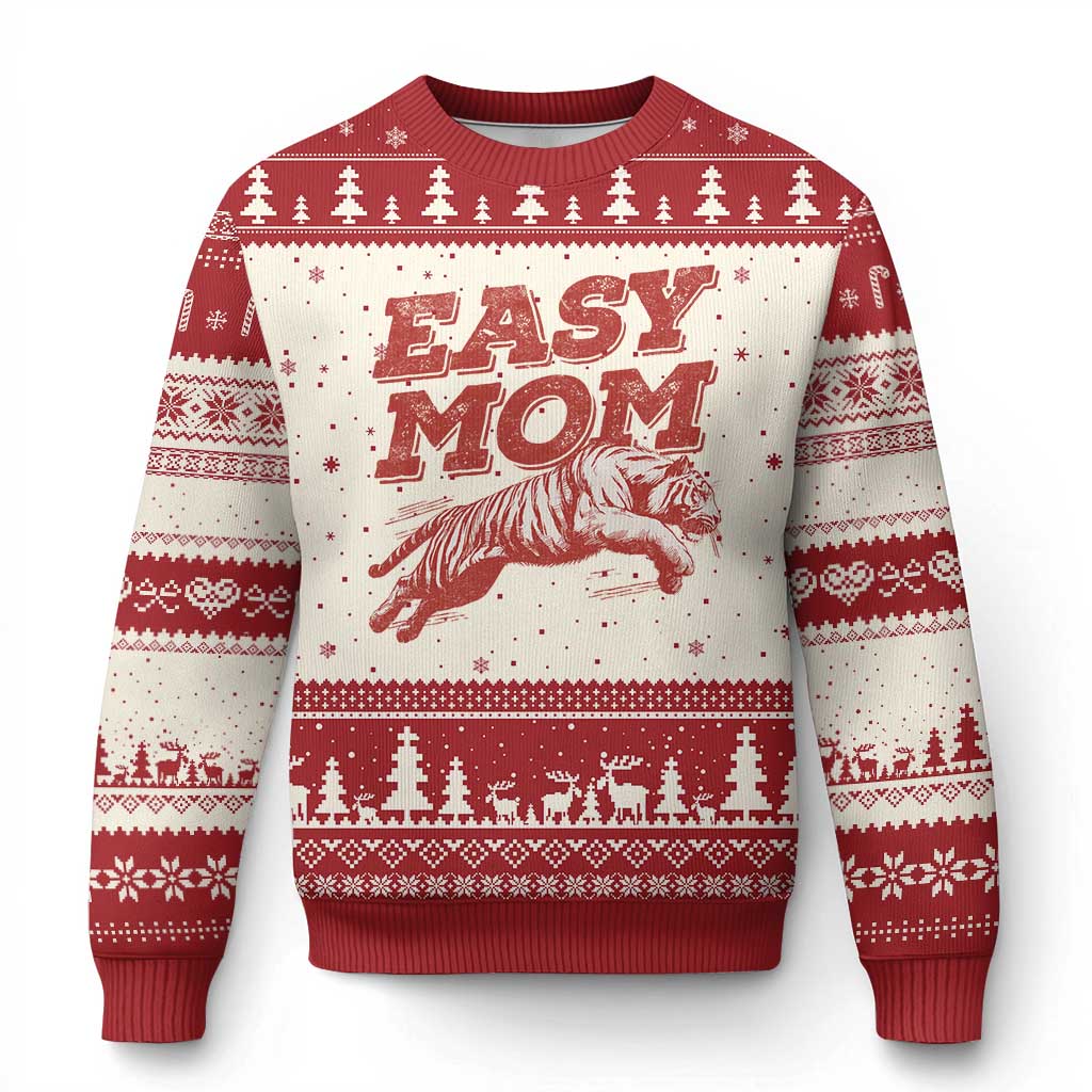 Easy Tiger Mom Ugly Christmas Sweater Vintage Boho Distressed Aesthetic Mother's Day Gifts TS11 Beige Red Print Your Wear