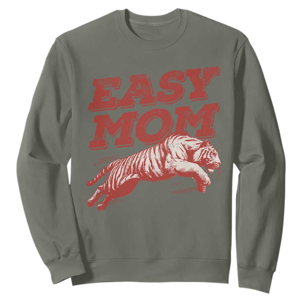 Easy Tiger Mom Sweatshirt Vintage Boho Distressed Aesthetic Mother's Day Gifts TS11 Military Green Print Your Wear