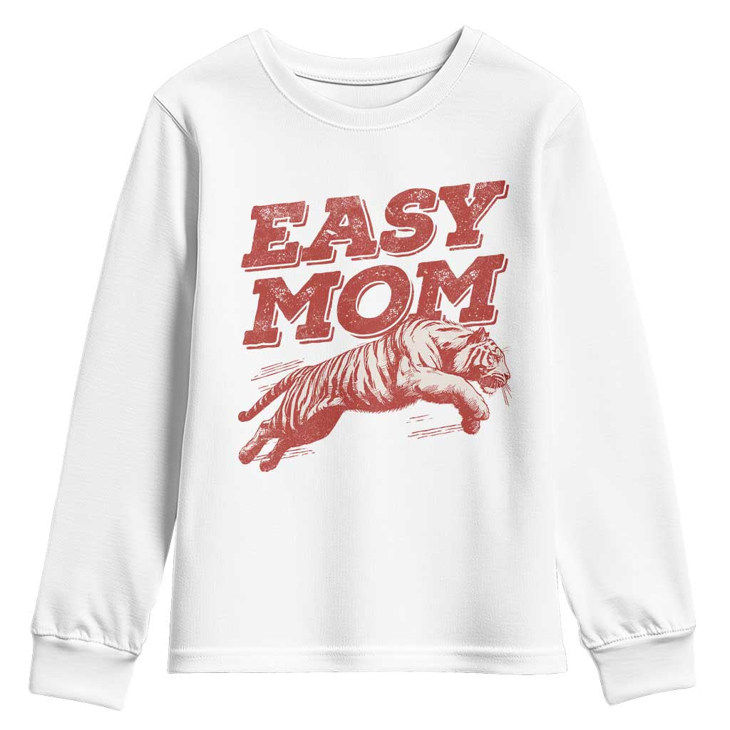 Easy Tiger Mom Youth Sweatshirt Vintage Boho Distressed Aesthetic Mother's Day Gifts TS11 White Print Your Wear