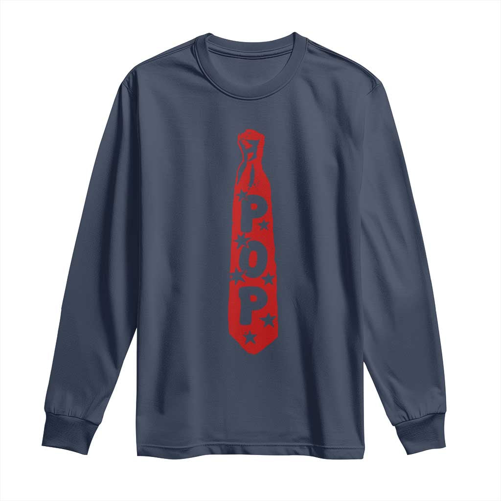 Pop Tie Star Dad Music Lover Fathers Day Long Sleeve Shirt TS11 Navy Print Your Wear