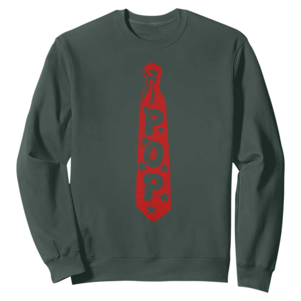 Pop Tie Star Dad Music Lover Fathers Day Sweatshirt TS11 Dark Forest Green Print Your Wear
