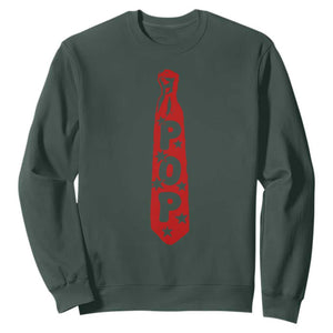 Pop Tie Star Dad Music Lover Fathers Day Sweatshirt TS11 Dark Forest Green Print Your Wear