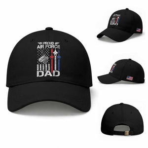 Proud Air Force Dad Baseball Cap Military Army Father Vintage American Flag TS11 Baseball Cap Universal Fit Black Print Your Wear