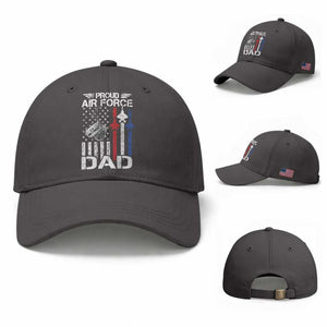 Proud Air Force Dad Baseball Cap Military Army Father Vintage American Flag TS11 Baseball Cap Universal Fit Dark Gray Print Your Wear