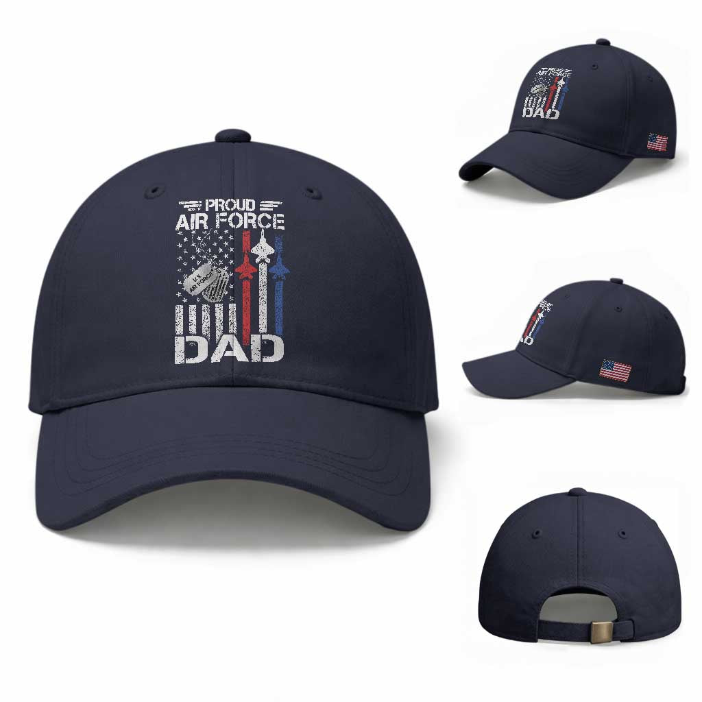 Proud Air Force Dad Baseball Cap Military Army Father Vintage American Flag TS11 Baseball Cap Universal Fit Navy Print Your Wear
