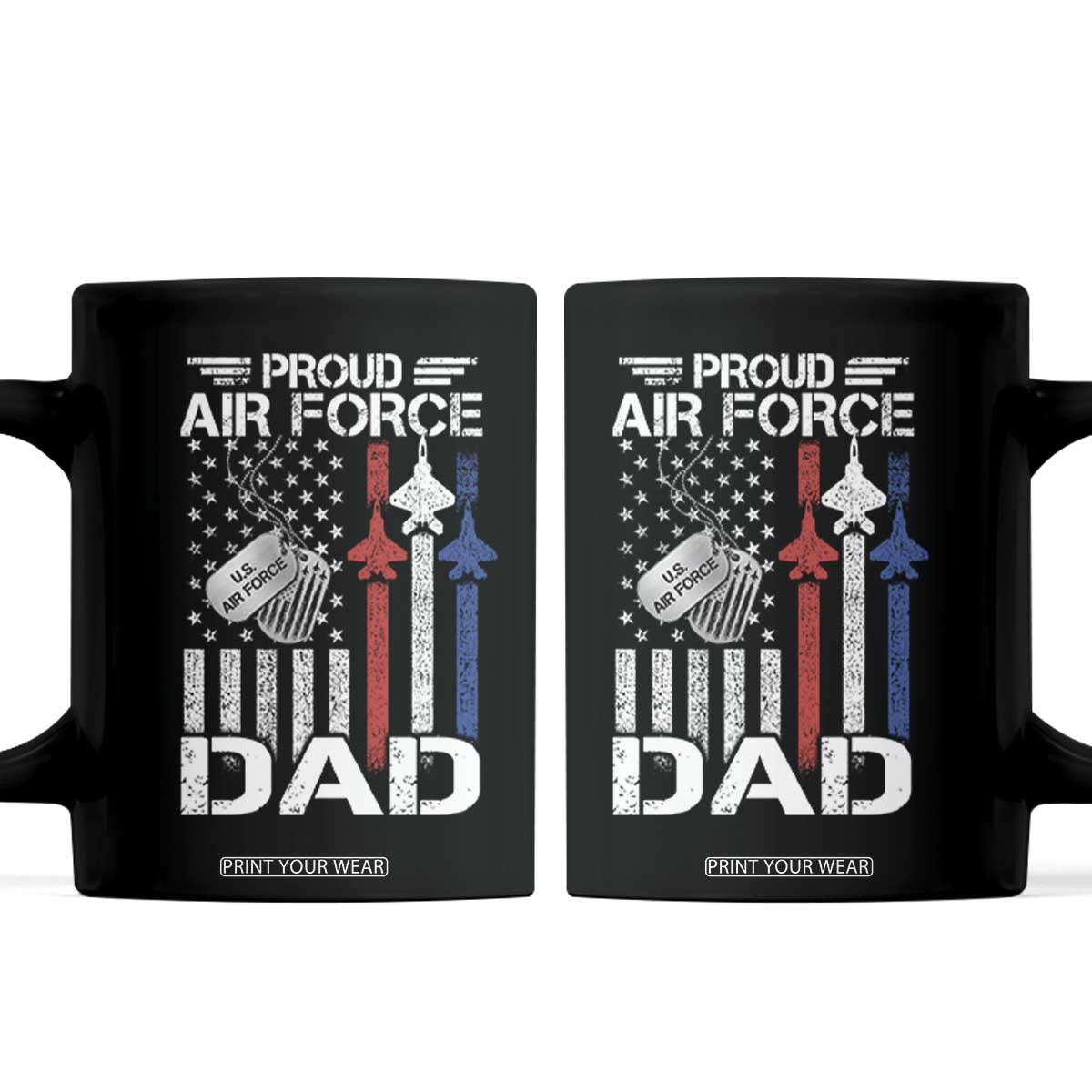 Proud Air Force Dad Coffee Mug Military Army Father Vintage American Flag TS11 Black Print Your Wear