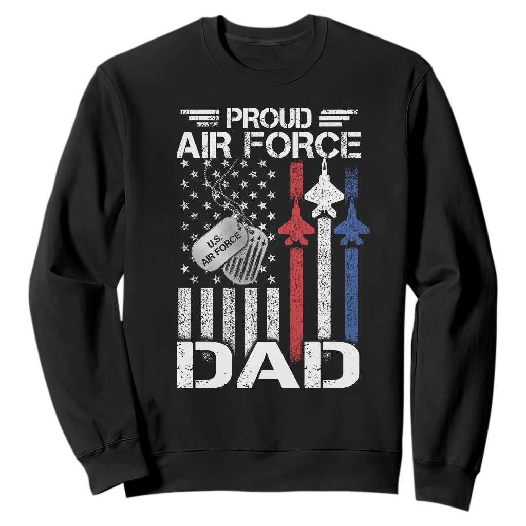 Proud Air Force Dad Sweatshirt Military Army Father Vintage American Flag TS11 Black Print Your Wear