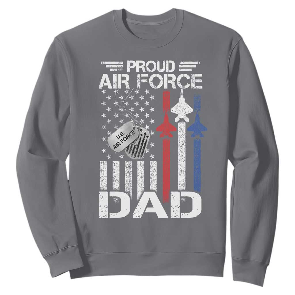 Proud Air Force Dad Sweatshirt Military Army Father Vintage American Flag TS11 Charcoal Print Your Wear