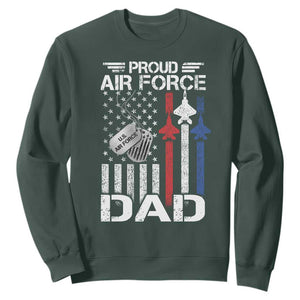 Proud Air Force Dad Sweatshirt Military Army Father Vintage American Flag TS11 Dark Forest Green Print Your Wear