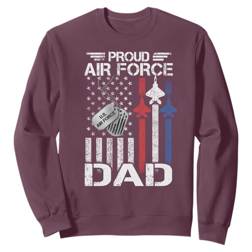 Proud Air Force Dad Sweatshirt Military Army Father Vintage American Flag TS11 Maroon Print Your Wear